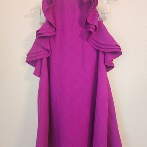 Badgley Mischka Kieran Ruffle Halter Dress Magenta Size 2